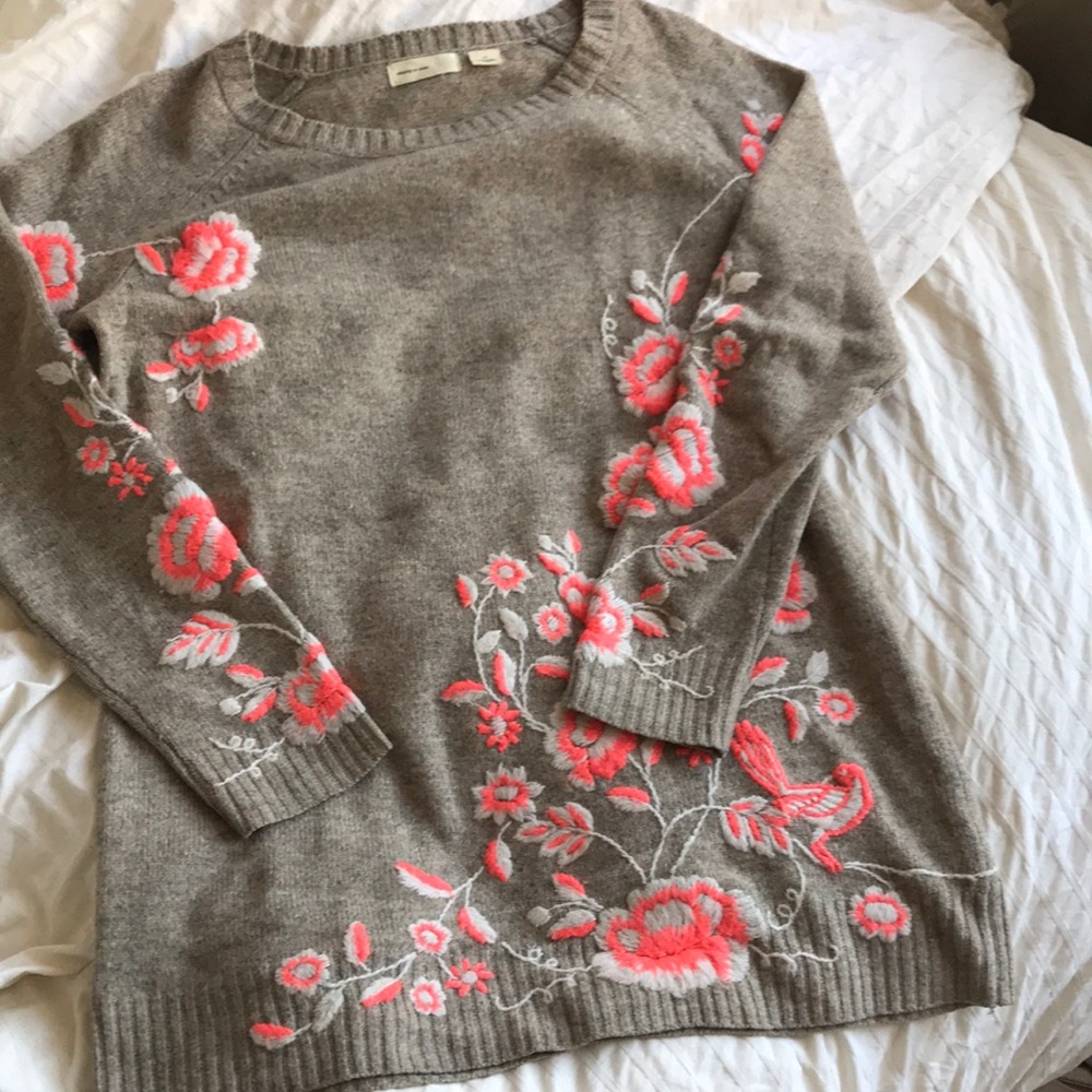Anthropologie Floral Tunic Sweater